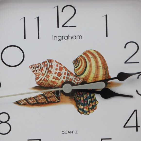 Ingraham Vintage Shells Plastic Square Quartz Salmon Pink Wall Clock Made in USA - Picture 4 of 12